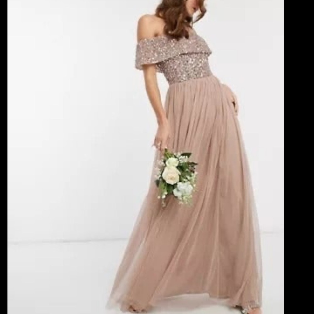 ASOS Maya off the shoulder Sequin Tulle Dress